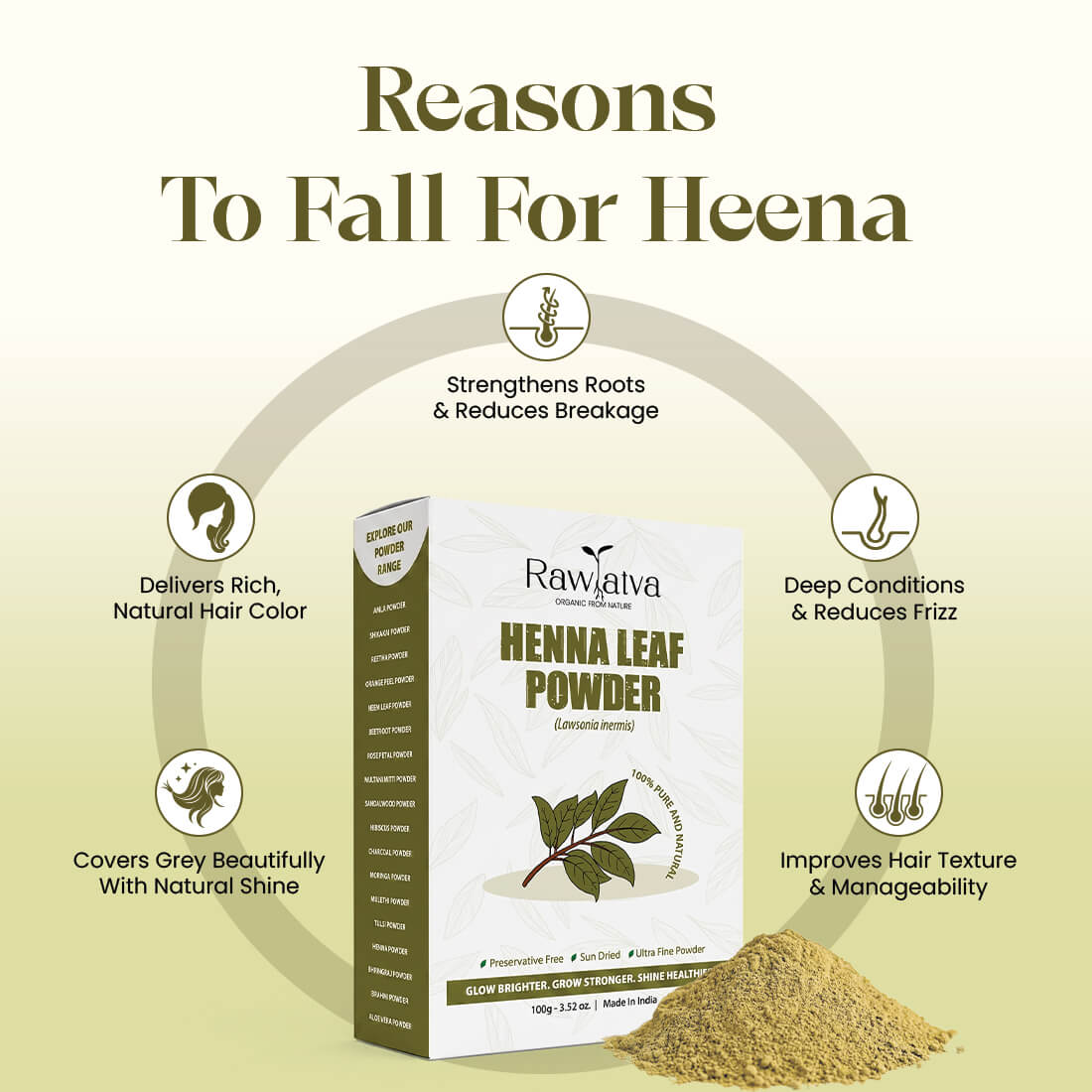 Henna Powder | Natural Hair Color & Conditioning Powder | 100g