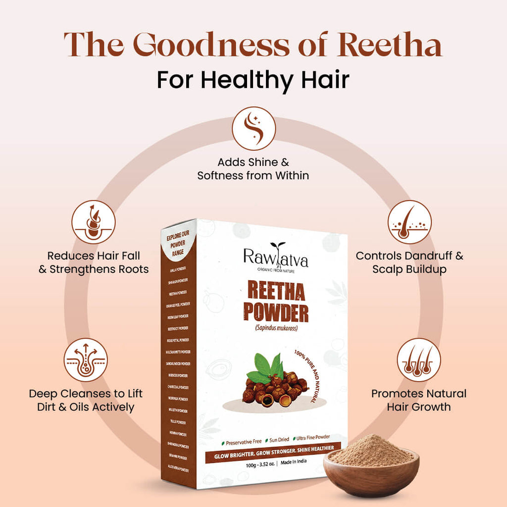 Reetha Powder for Clean Scalp & Healthy-Looking Hair, 100g