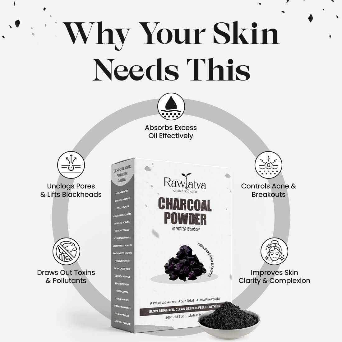 Bamboo Charcoal Powder | Deep Detox & Pore Cleansing | 100g