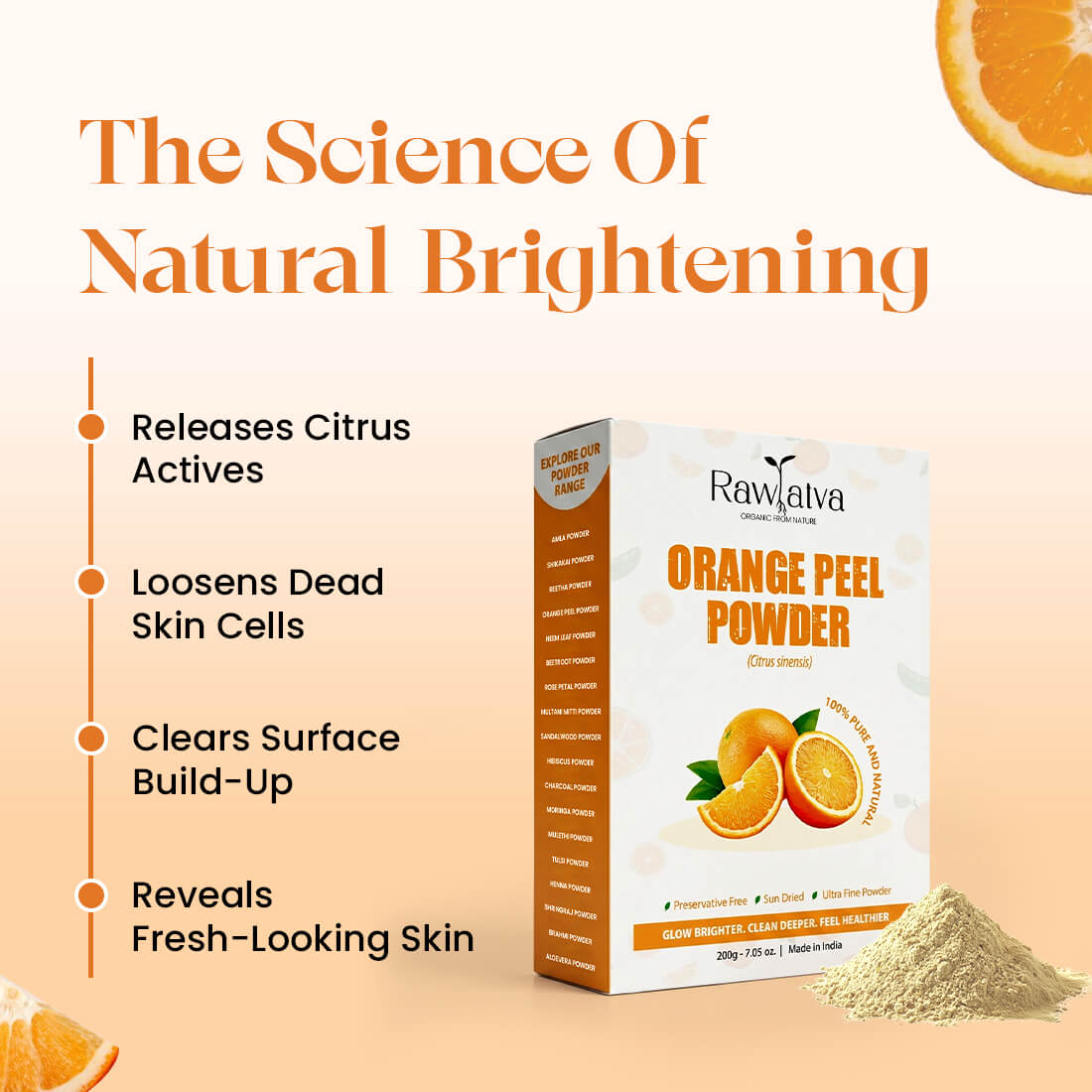 Orange Peel Powder | For Skin Brightening & Tan Removal | 200g