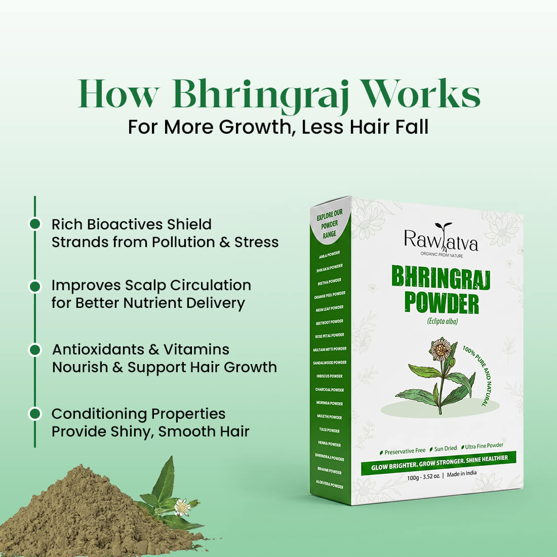 Bhringraj Powder | Ayurvedic Hair Growth Powder | 100g