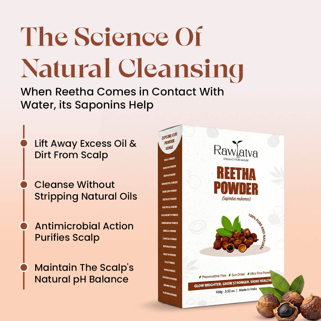 Reetha Powder for Clean Scalp & Healthy-Looking Hair, 100g